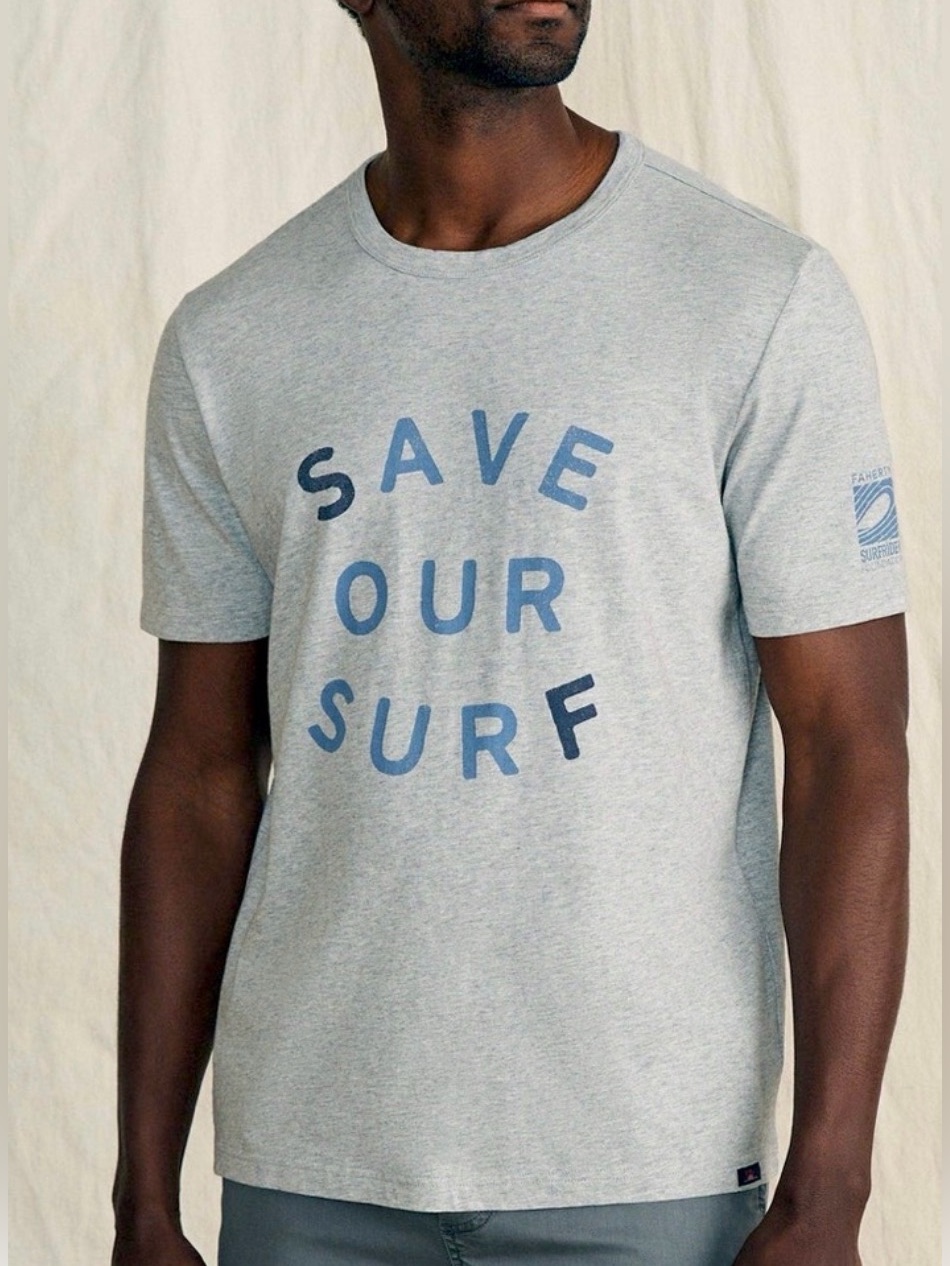 Faherty Save Our Surf 100 Cotton ShortSleeve Surfrider Sunwashed Tee New
